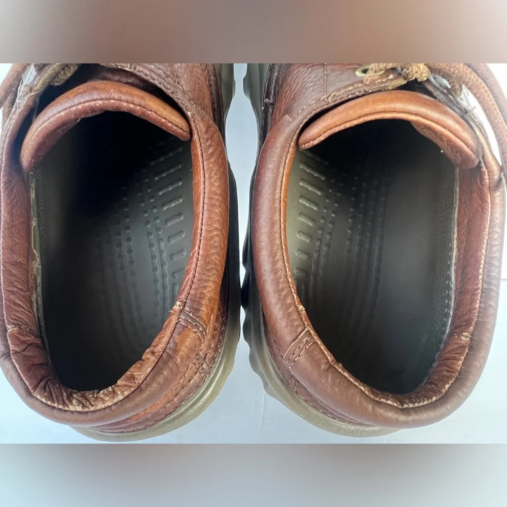 Men’s Crocs Axle All Terrain Duck Islander Boat Shoes Size 12. Green/Brown